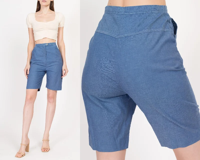 XS 60s Blue High Waisted Bermuda Shorts 25"