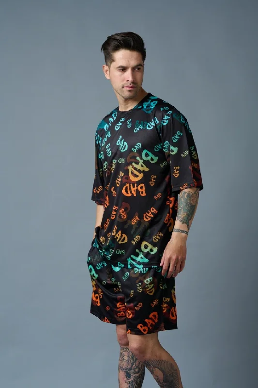 BAD Printed Gradient Polyester Co-ord Set for Men