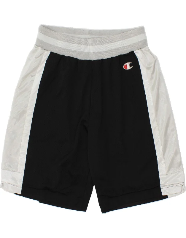 CHAMPION Mens Sport Shorts Large Black Colourblock Polyester