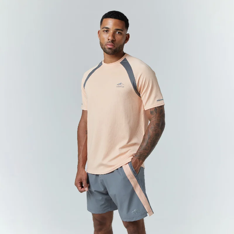 Cut & Sew Stripe Training Twinset | Peach Charcoal