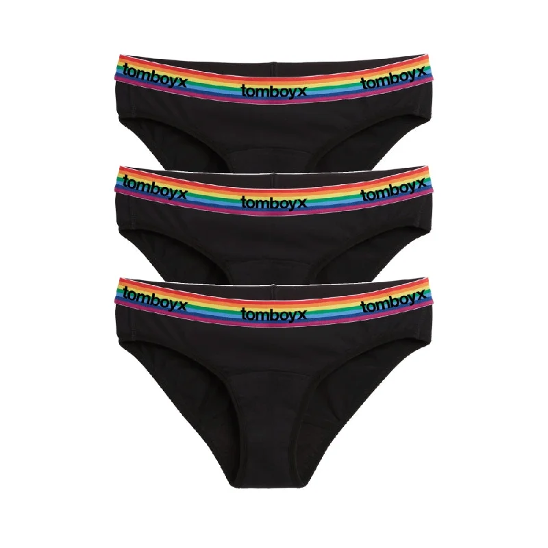 First Line Period Bikini 3-Pack - Black Rainbow Logo