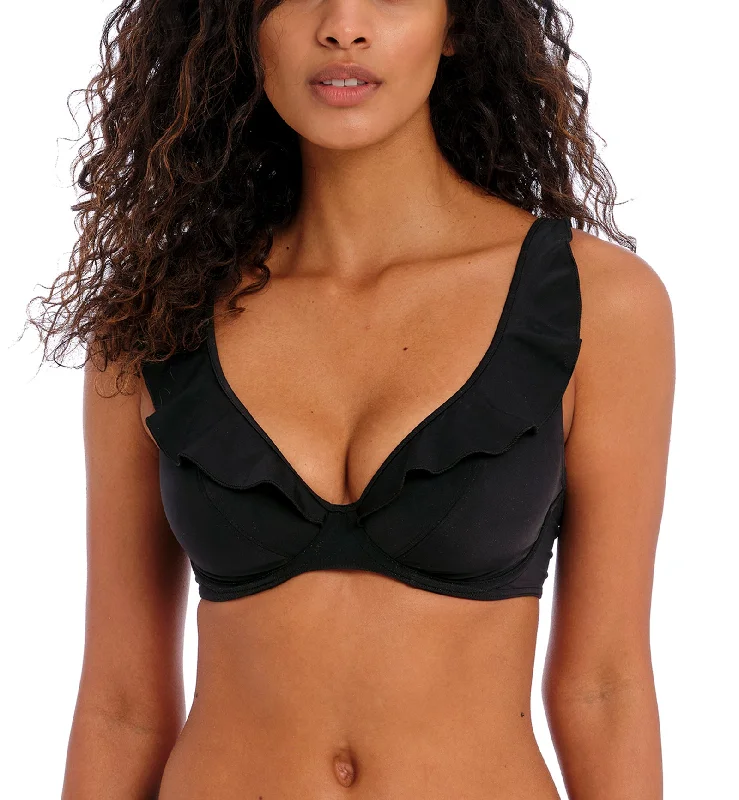 Freya Jewel Cove High Apex Underwire Bikini Top with J Hook (7230) - Plain Black