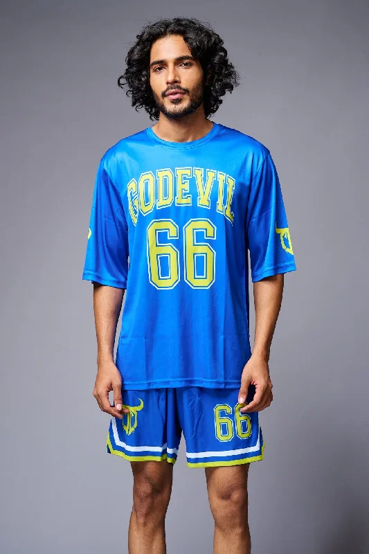 Go Devil 66 (in Yellow) Printed Blue  Co-ord Set for Men