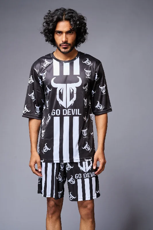 Go Devil With Logo Printed Black Co-ord Set for Men