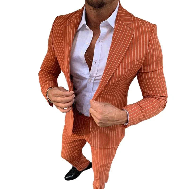 Men's Retro Casual Striped Suit Two-Piece Suit 62726463TO