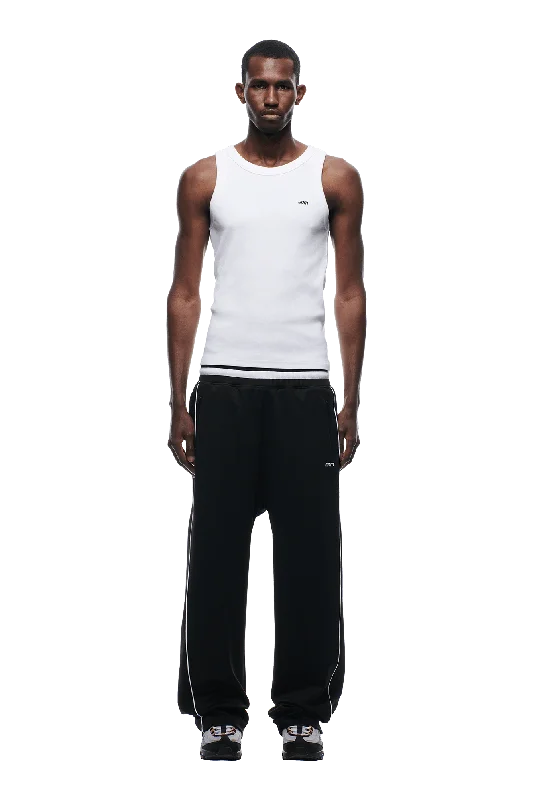 RIBBED TRAINER PANTS BLACK