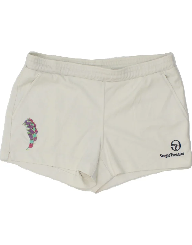 SERGIO TACCHINI Mens Graphic Sport Shorts IT 52 XL White Polyester