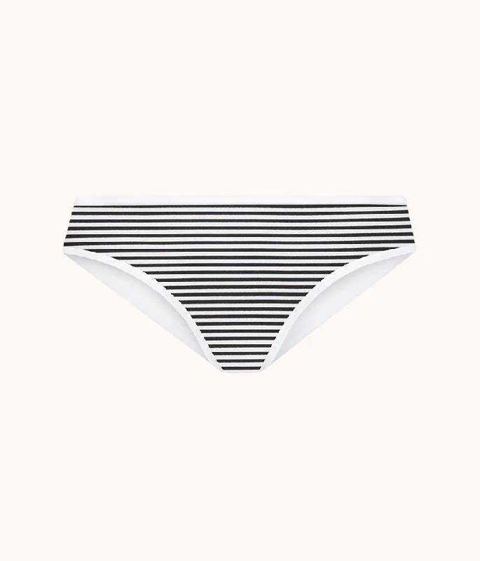 The Cotton Bikini: Black/White Mini Stripe