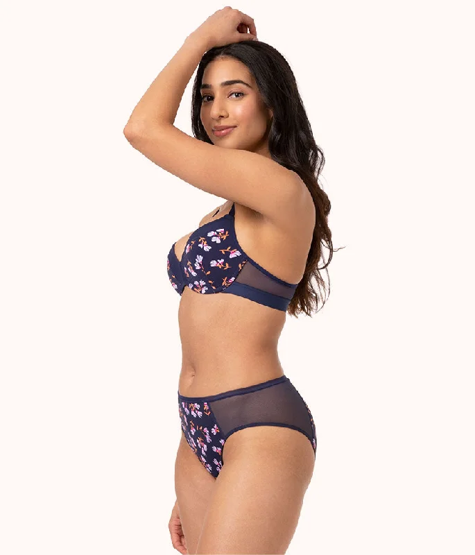 The Mesh High Waist Bikini: Navy Daisy