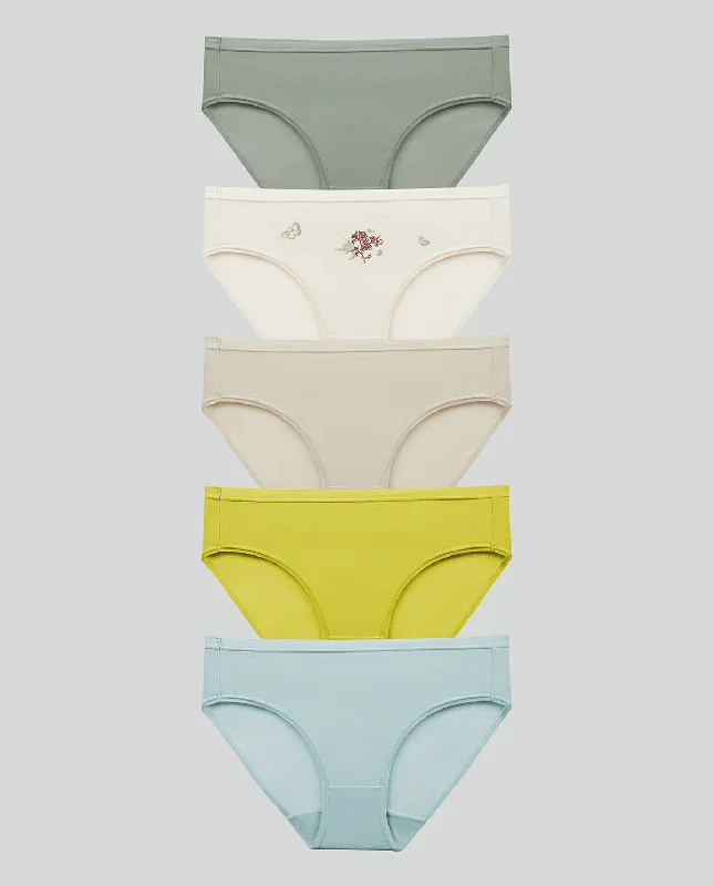 5PC Pack Panties - Retro Garden Comfort Cotton Midi Panty