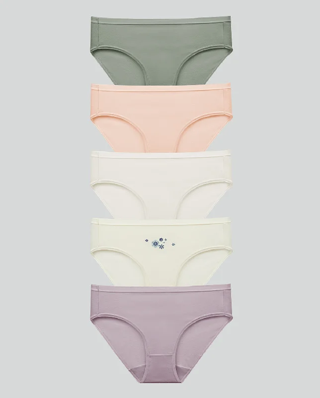 5PC Pack Panties - Retro Revival Comfort Cotton Midi Panty