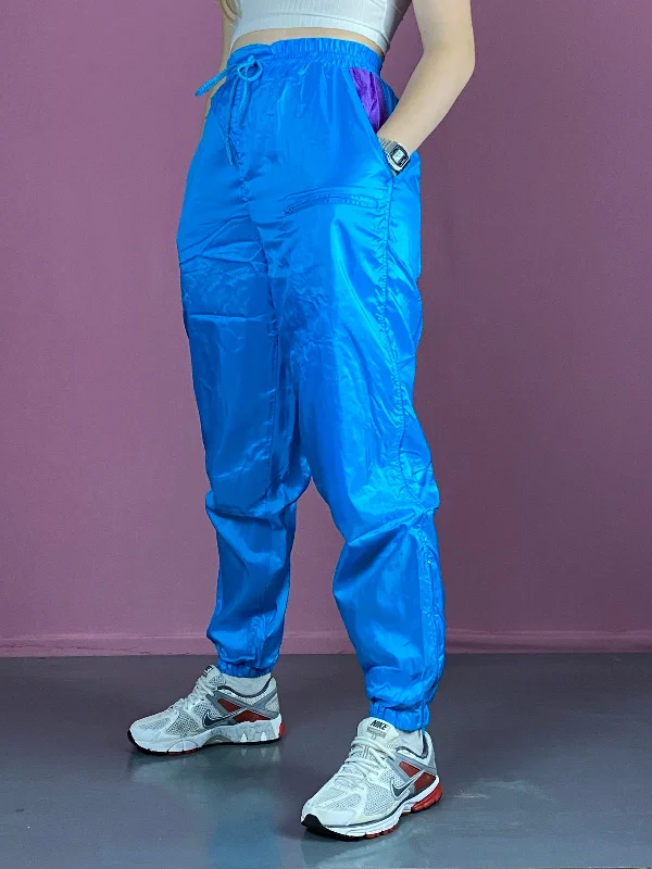 90s Joha Vintage Women's Track Pants - M Blue Nylon