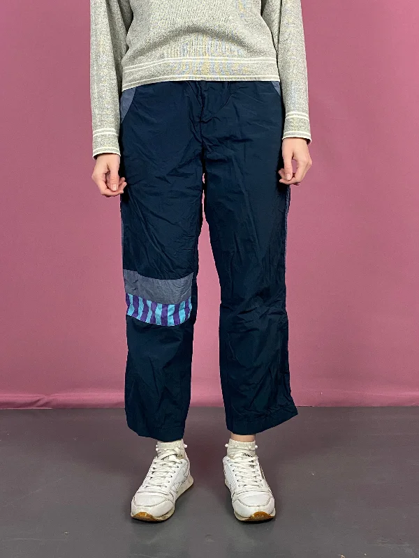 90s TRO Vintage Women's Track Pants - S Navy Blue Nylon