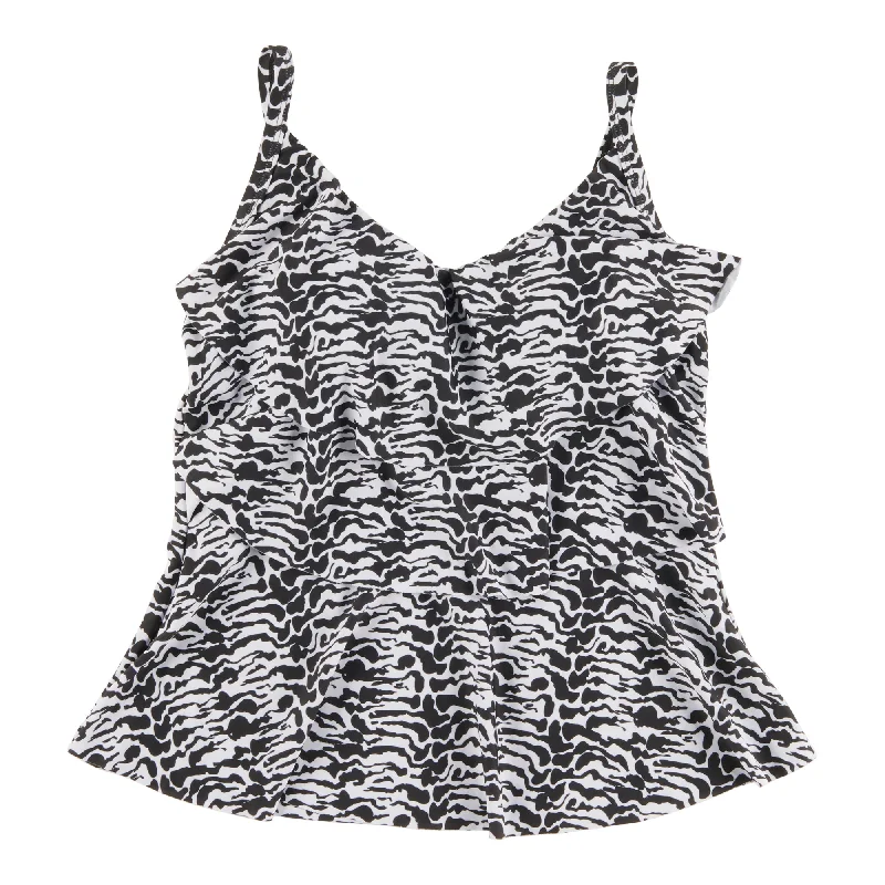 ACX Active Women's Zebra Printed Three-Tiered Ruffle Tankini