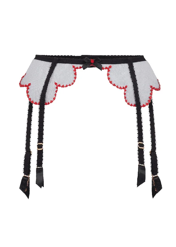 Lorna Heart Suspender (Black / Red)