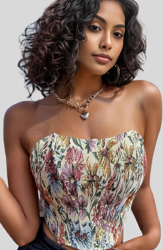 Blossom Bonanza Floral Corset Tube Top