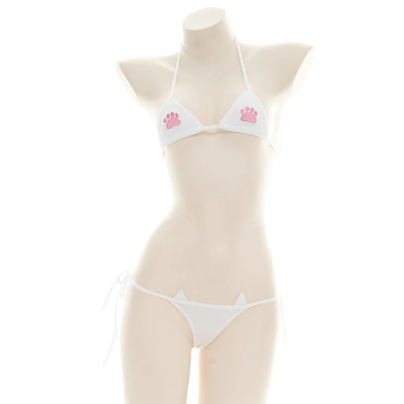 cat paw embroidered bikini set YV47211