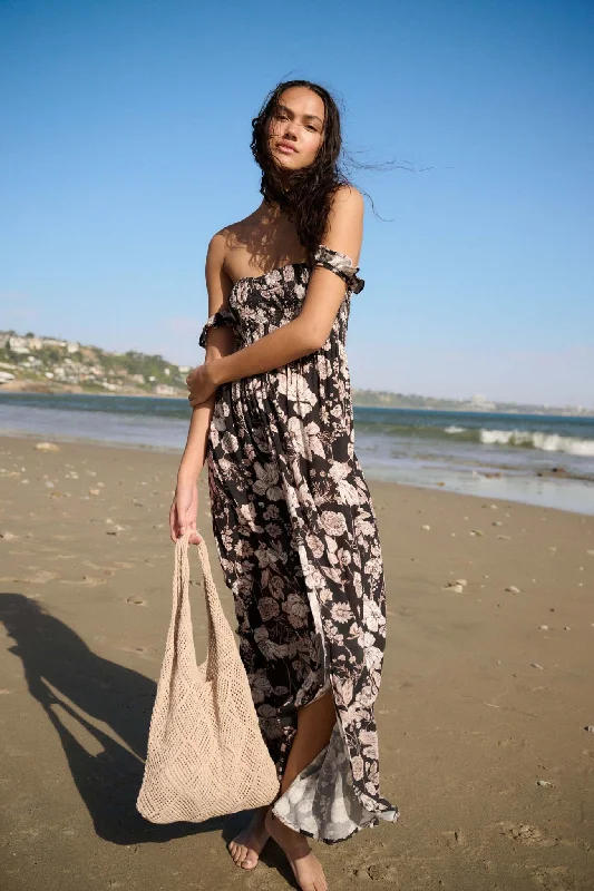 Chic Petals Smocked Floral Off-Shoulder Maxi Dress