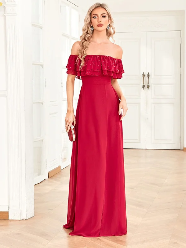 Chiffon Off-shoulder Party Dress