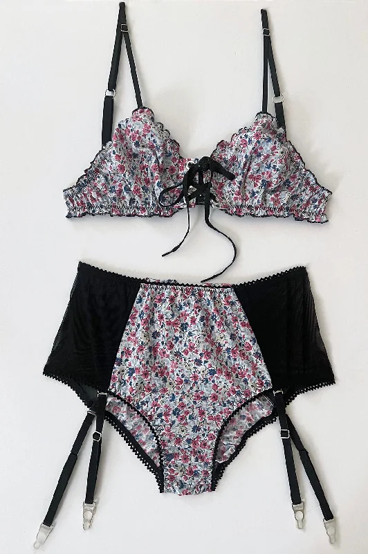 Clare Bare: Cardamine Brief with Garters - Ditsy Floral