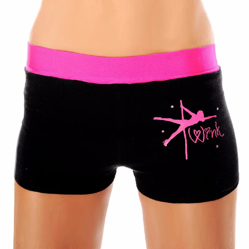 Contrast Band Shorts - Black / Pink