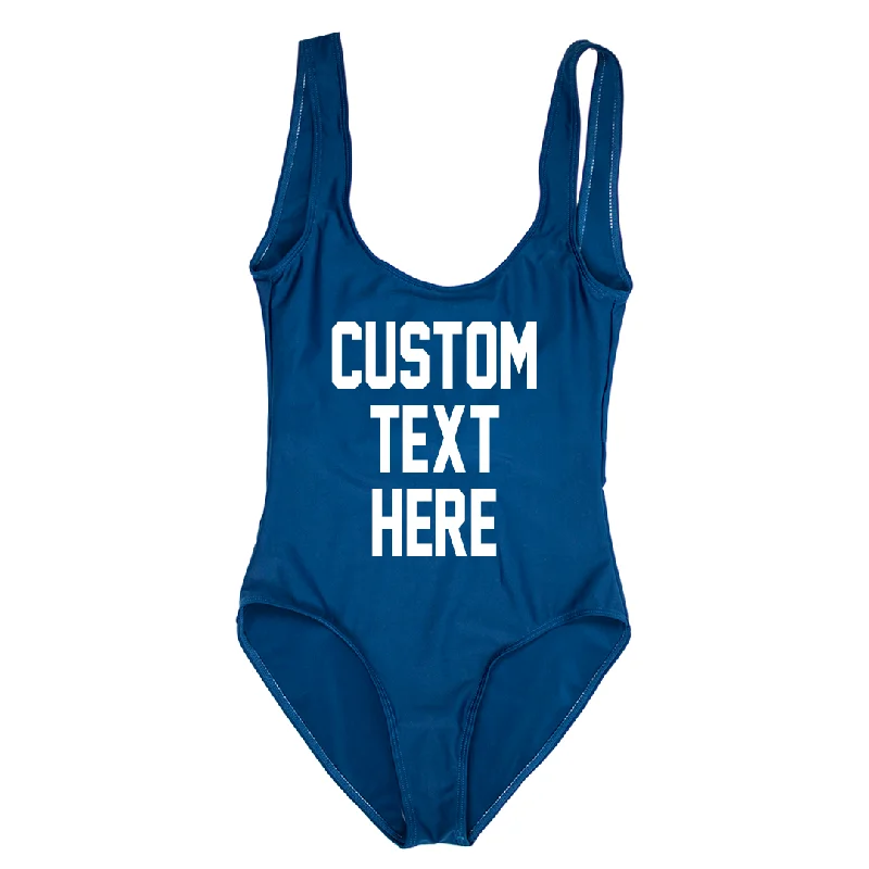 Custom Text Navy One Piece Swimsuit