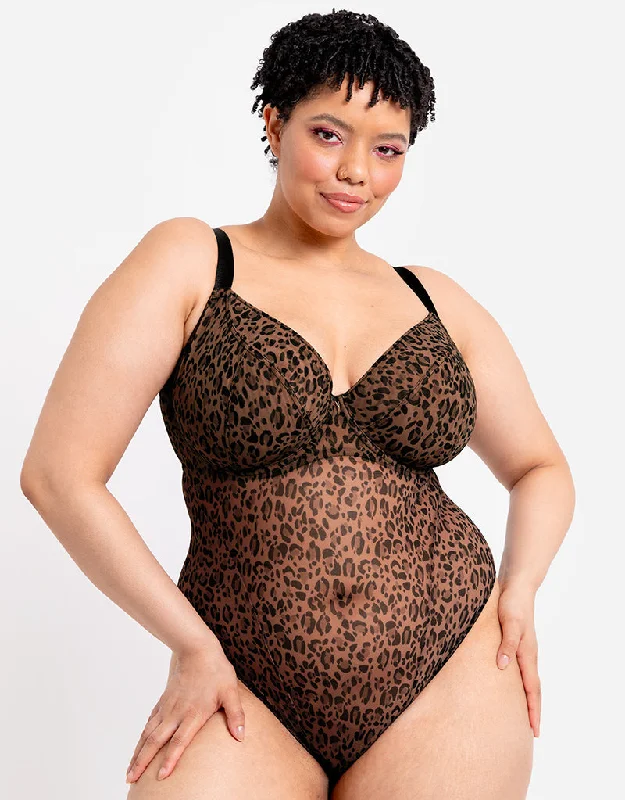 Curvy Kate Cool Cat Plunge Body Leopard Brown