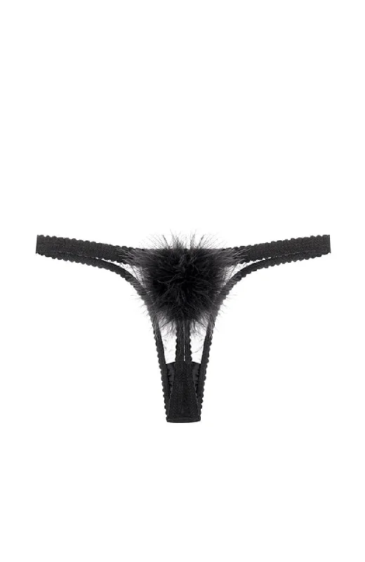 Diana Silk and Marabou Feather Pom Pom Thong