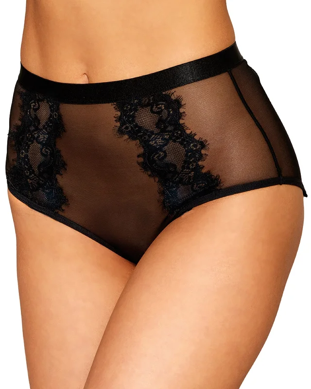 Dreamgirl High-Waisted Mesh Panty with Constrast Garters