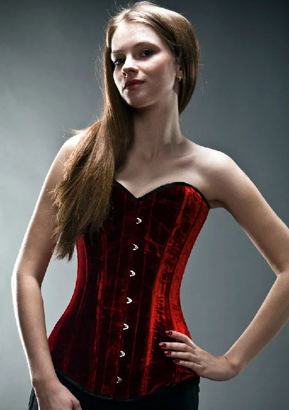 Exclusive long velvet corset, black, rust, blue, red, green available. Gothic, historical, steampunk, prom, gift corset, couture, bespoke