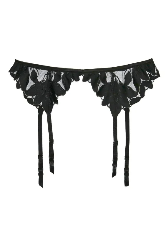 Lily Lace Garter Belt (Black)