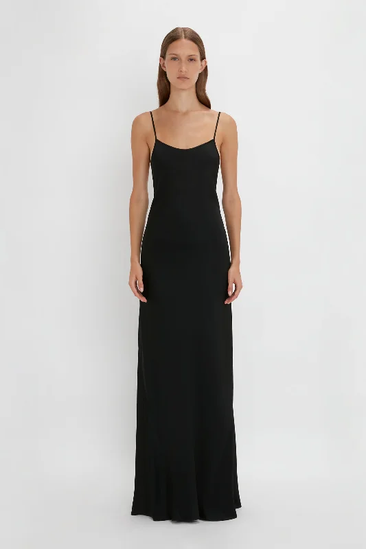 Floor-Length Cami Dress In Black