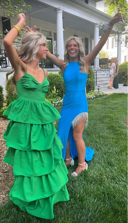 Green Spaghetti Straps Layered Long Prom Dress gh2860