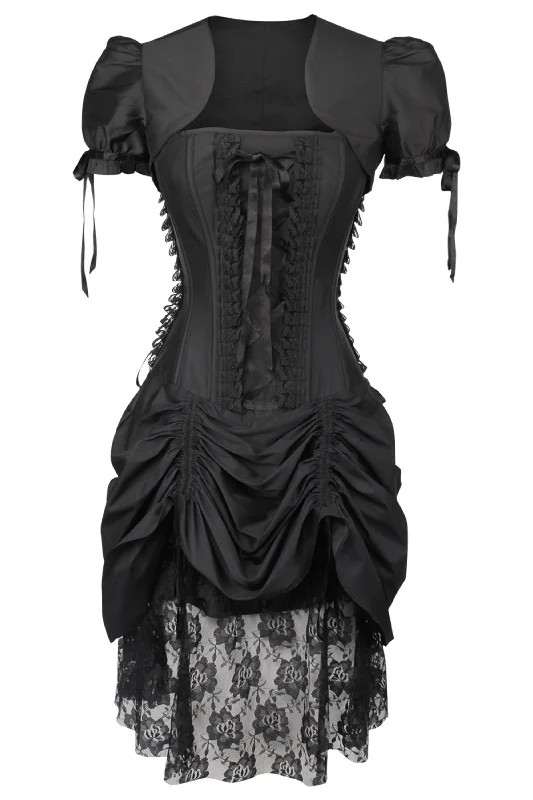 Historically Inspired Black Corset Dress with Bolero