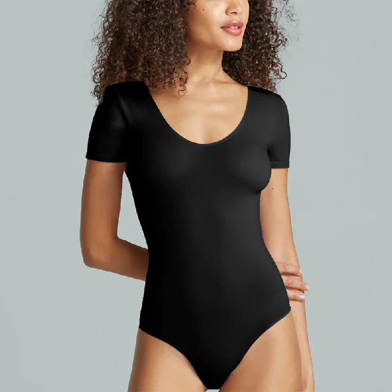 Ballet Cap Sleeve Bodysuit in Black