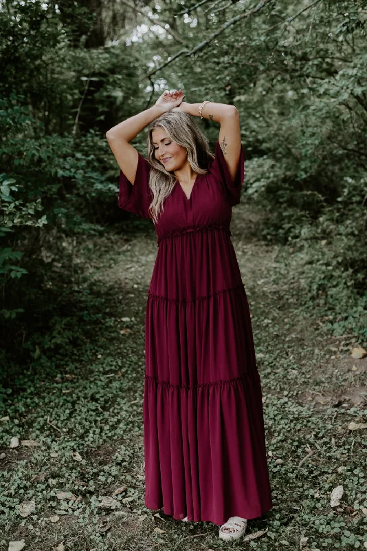 ECB Exclusive: Making Memories Maxi Dress, Wine