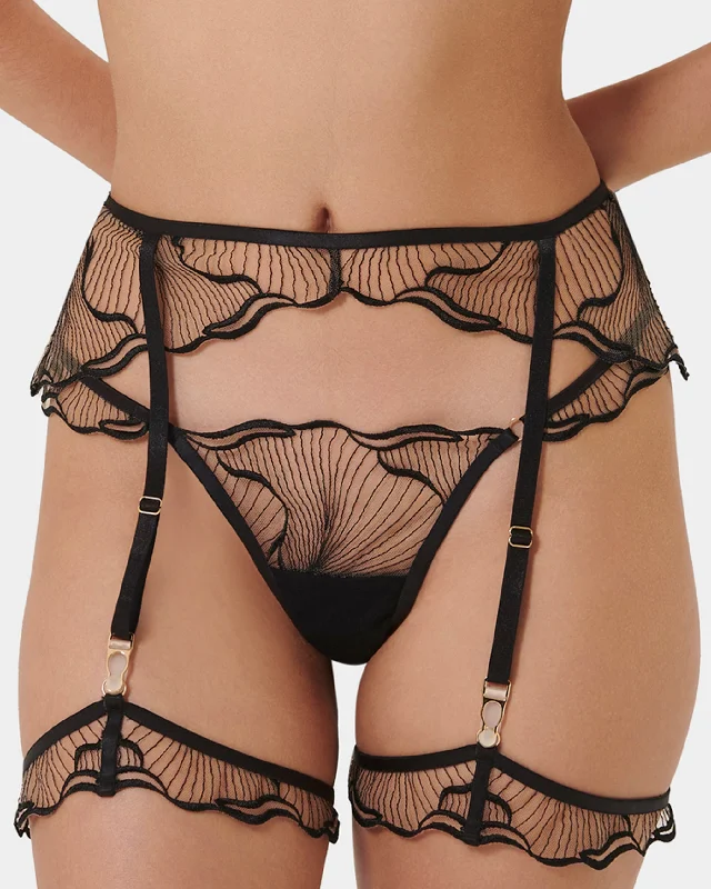 Marabel Detachable Thigh Garters Black/Sheer