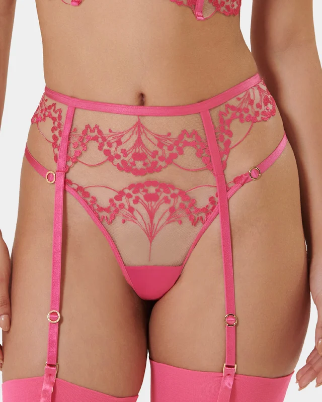 Marisa Suspender Fuchsia Pink/Sheer