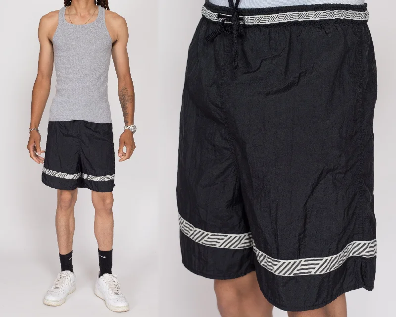 Medium 90s Black & White Striped Board Shorts