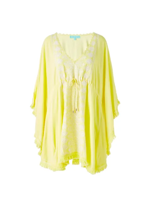 MELISSA ODABASH ISABELLE YELLOW/WHITE KAFTAN