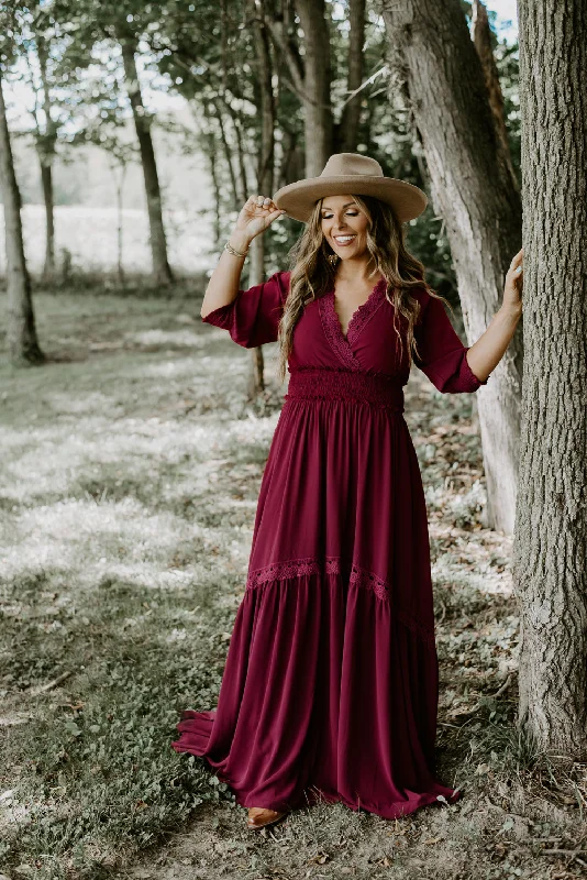 ECB Exclusive: Most Admired Maxi Dress , Wine