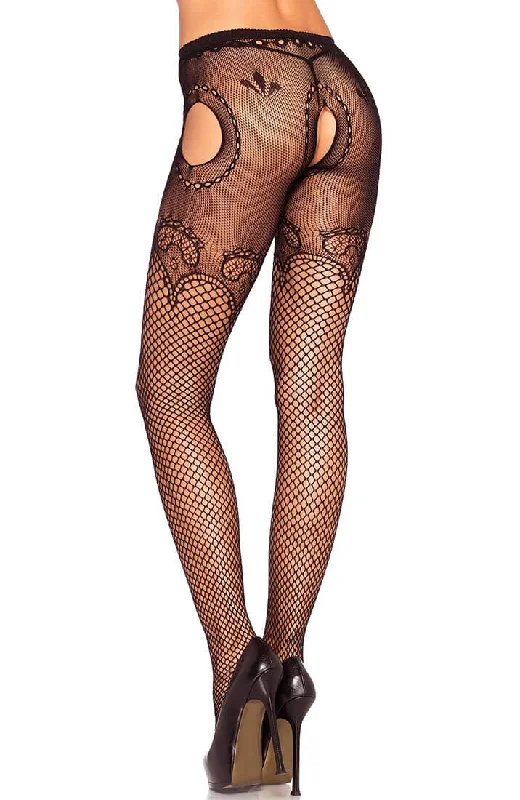 Net suspender hose with duchess lace