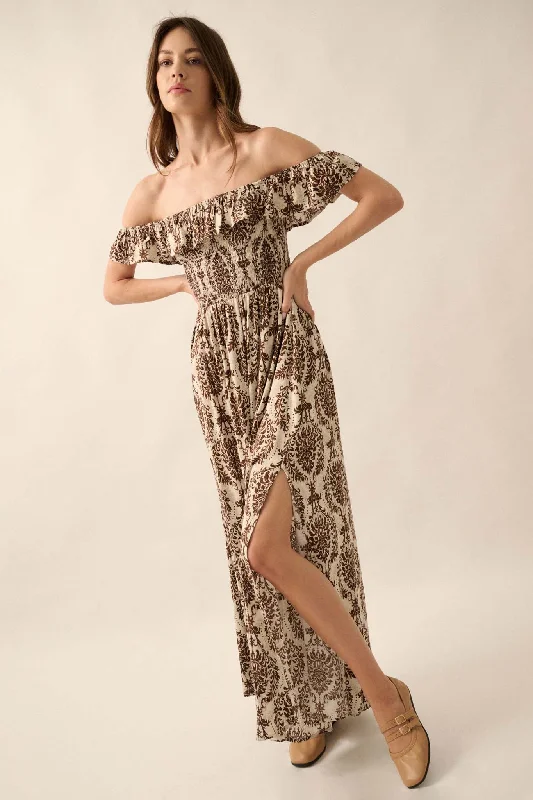 Opulent Beauty Ornate Floral-Print Maxi Dress