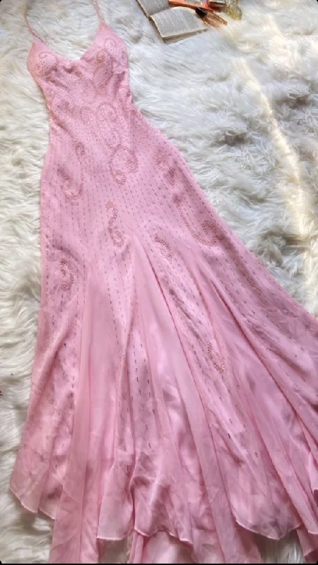 Pink Spaghetti Strap A-Line Dress gh2927