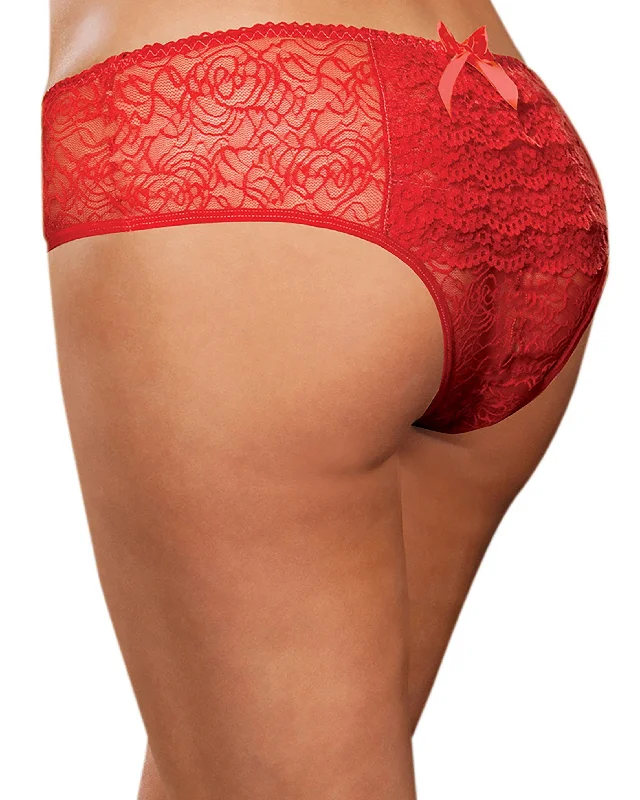 Dreamgirl Plus Size Ruffle Back Crotchless Panty