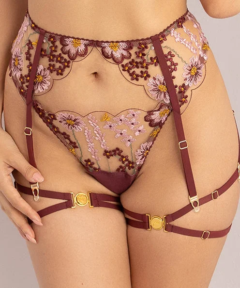 Dahlia Suspender Burgundy