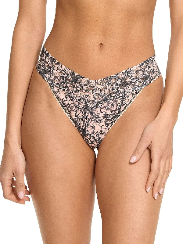 Printed Signature Lace Original Rise Thong Outline