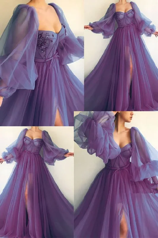 Puff Sleeve Prom Dresses formal prom dress gh1075