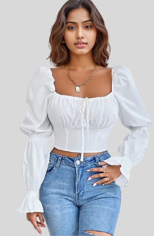 Pure Ruffles Long Sleeve Crop Top