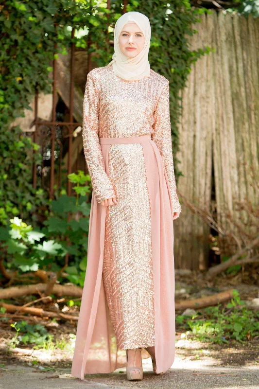 Rose Gold Chevron Sequin Gown